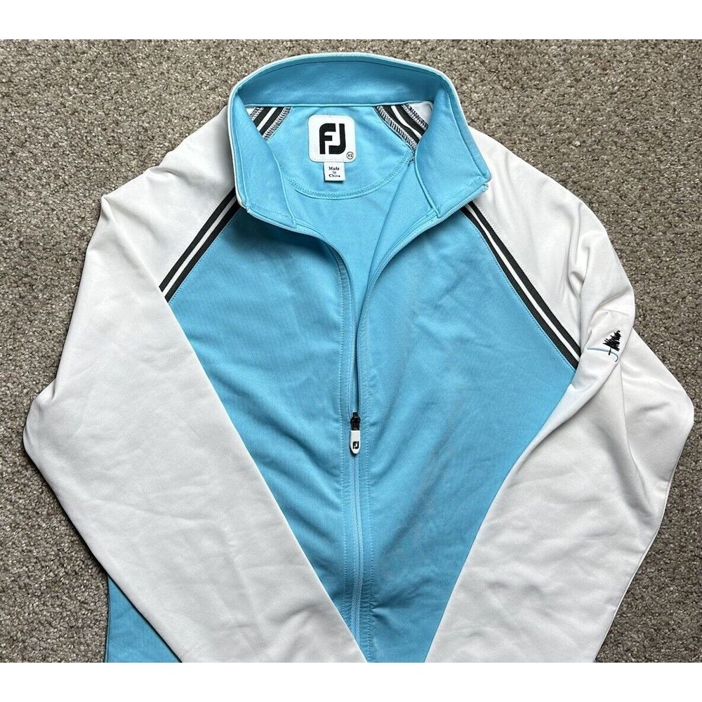 FootJoy FJ Golf Jacket Women's Medium Blue/White Full Zip Stretch Jacket